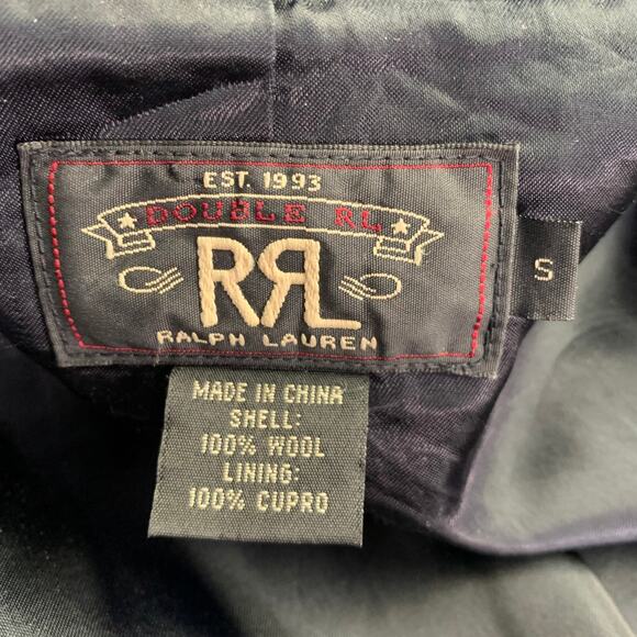 RRL by RALPH LAUREN Size S Black Twill Wool Double Breasted Coat - Picture 8 of 9